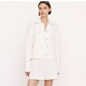 VINCE textured shacket shirt jacket in bone Size Large